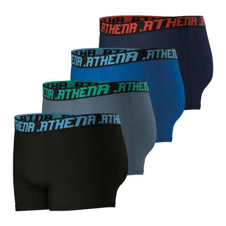 Lot de 4 boxers en coton multicolores unis à coupe fermée et taille élastiquée - Image 3