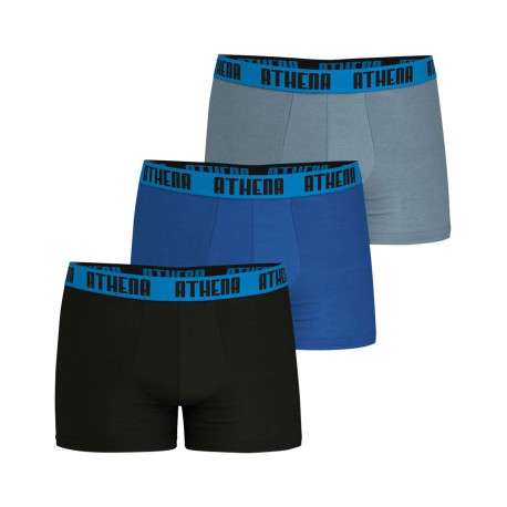 Lot de 3 boxers en coton multicolores unis à coupe fermée et taille élastiquée