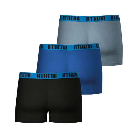 Lot de 3 boxers en coton multicolores unis à coupe fermée et taille élastiquée - Image 2