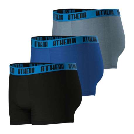 Lot de 3 boxers en coton multicolores unis à coupe fermée et taille élastiquée - Image 3