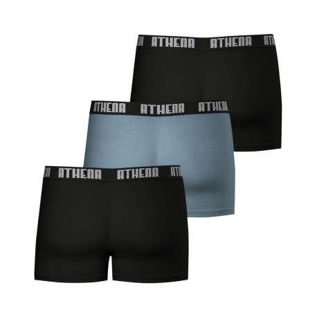 Lot de 3 boxers en coton multicolores unis à coupe fermée et taille élastiquée - Image 2