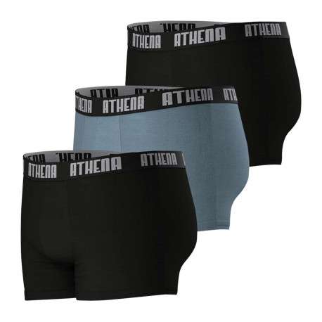 Lot de 3 boxers en coton multicolores unis à coupe fermée et taille élastiquée - Image 3