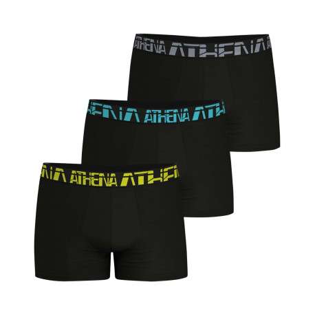 Lot de 3 boxers en coton noirs unis à coupe fermée et taille élastiquée
