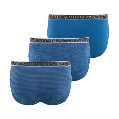 Lot de 3 slips en coton marine unis à coupe fermée et taille élastiquée - Image 2