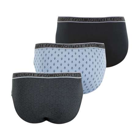 Lot de 3 slips en coton noir imprimés à coupe fermée et taille élastiquée - Image 2