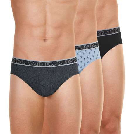 Lot de 3 slips en coton noir imprimés à coupe fermée et taille élastiquée - Image 3