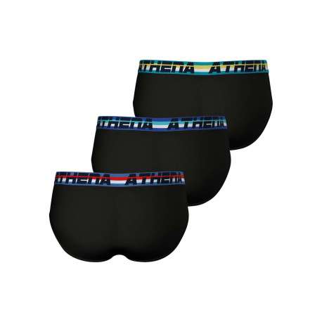 Lot de 3 slips en coton noirs unis à coupe fermée et taille élastiquée - Image 2