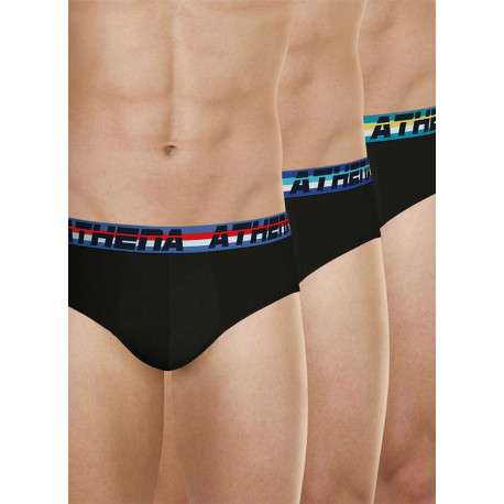 Lot de 3 slips en coton noirs unis à coupe fermée et taille élastiquée - Image 3