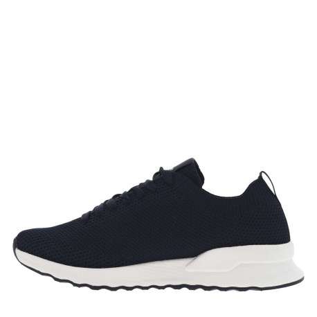 Baskets basses running bleu marine avec des lacets plats et slip-on