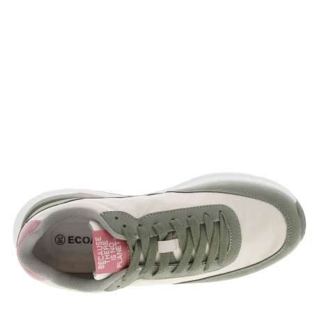 Baskets basses kaki avec des lacets plats et une semelle running - Image 4