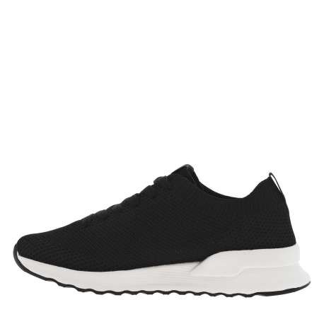 Baskets basses running noires en slip-on avec des lacets plats