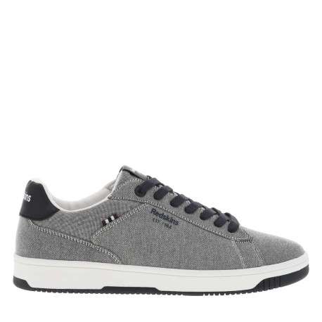 Baskets basses en toile grises et marine avec des lacets plats - Image 2