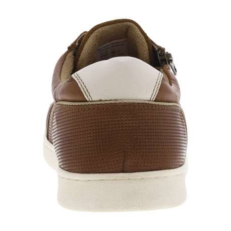 Baskets basses tennis en cuir cognac avec lacets plats et zip sur l'extérieur - Image 6
