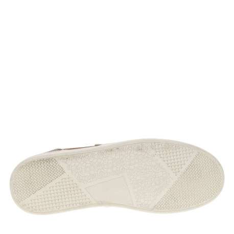 Baskets basses tennis en cuir cognac avec lacets plats et zip sur l'extérieur - Image 5