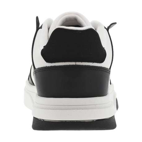 Baskets basses tennis en cuir blanches avec lacets plats et logo sur le côté - Image 6
