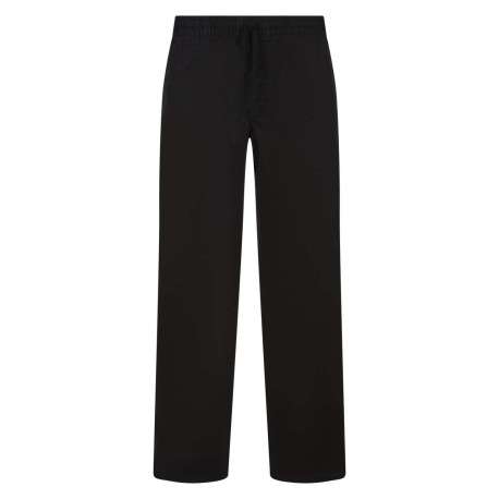 Pantalon en coton noir uni avec une coupe regular fit et une taille élastiquée