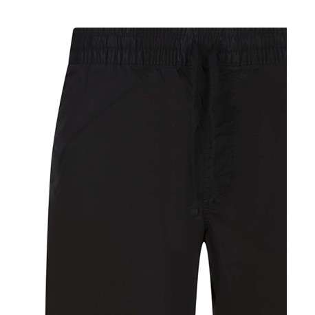 Pantalon en coton noir uni avec une coupe regular fit et une taille élastiquée - Image 3