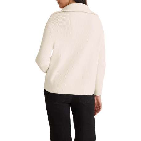 Pull Fancy Troyer écru uni avec un col camionneur et une fermeture zippée - Image 3