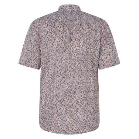 Chemise rouge tachetée en cuir à coupe droite un col français et des manches courtes - Image 2