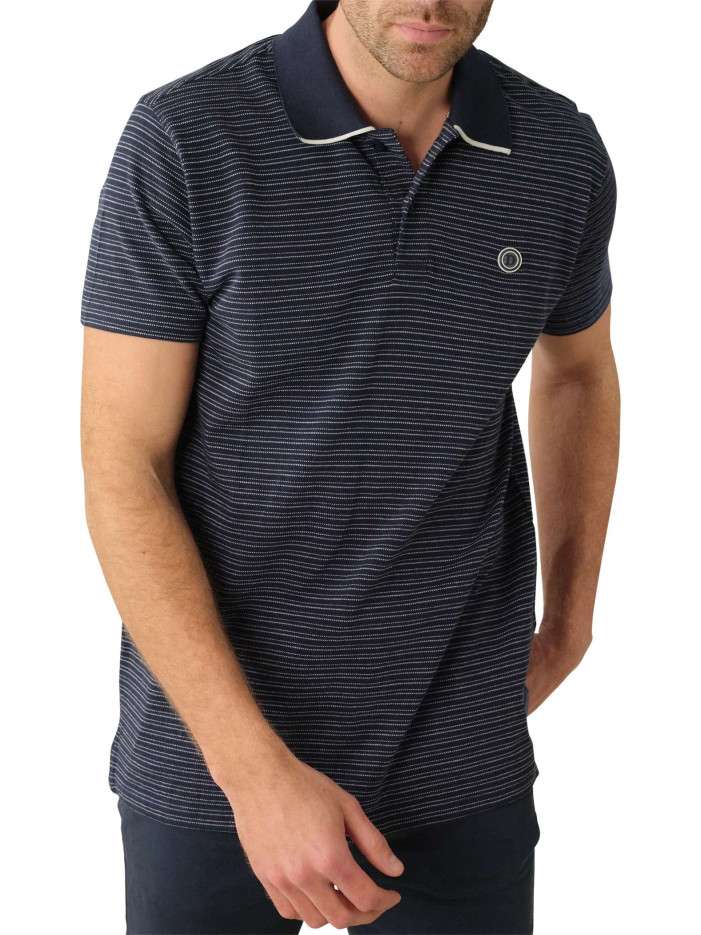 Polo en coton marine rayé...