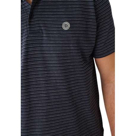 Polo en coton marine rayé avec une coupe droite et un col boutonné - Image 4