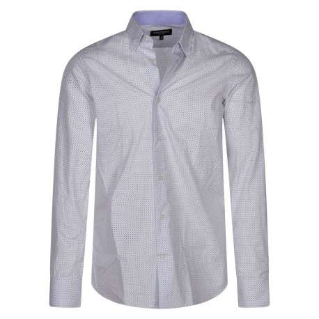 Chemise en coton lilas imprimée par des pois avec une fermeture boutonnée
