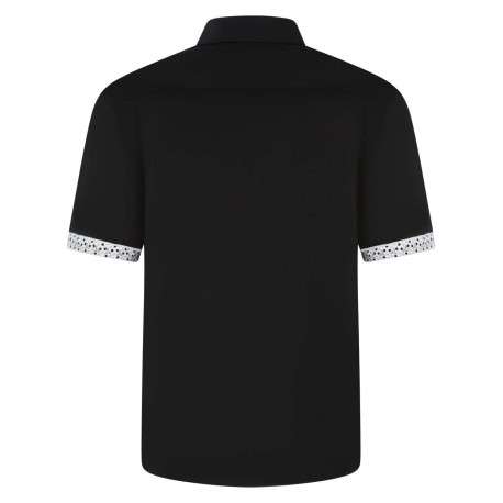 Chemise en coton noire unie avec un col français et une coupe regular fit - Image 2