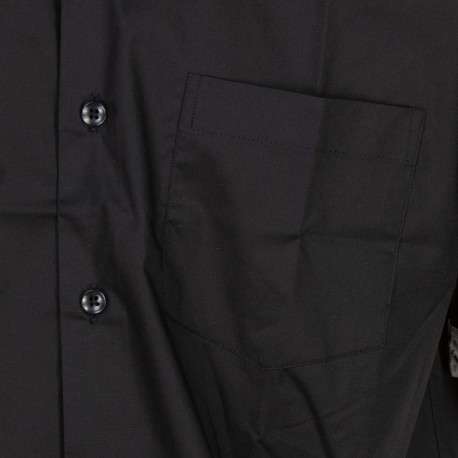Chemise en coton noire unie avec un col français et une coupe regular fit - Image 3