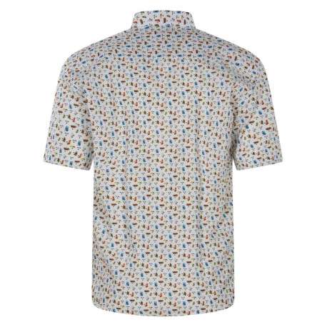 Chemise en coton blanche imprimée par des visages avec un col français - Image 2