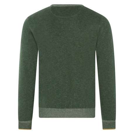 Pull en coton vert uni avec le logo iconique et une coupe droite - Image 2