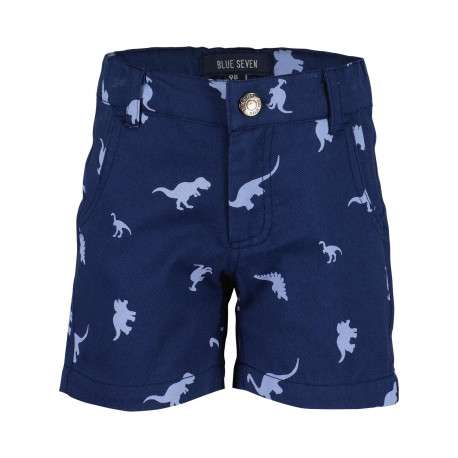 Short en coton bleu marine avec un imprimé dinosaure bleu clair