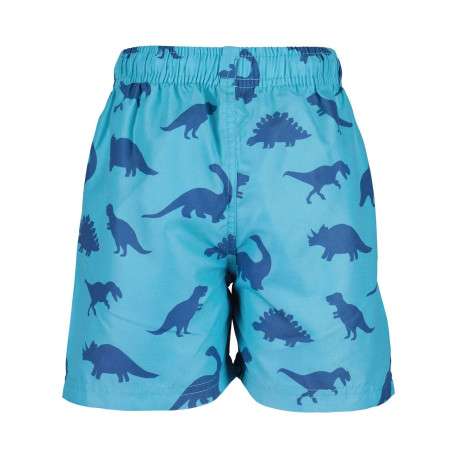 Short de bain turquoise uni avec un imprimé dinosaure bleu foncé - Image 2