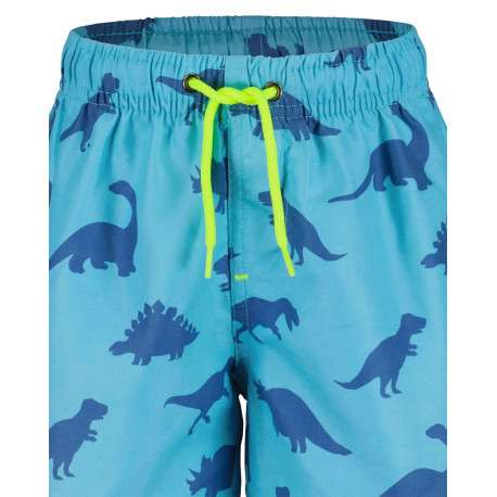 Short de bain turquoise uni avec un imprimé dinosaure bleu foncé - Image 3