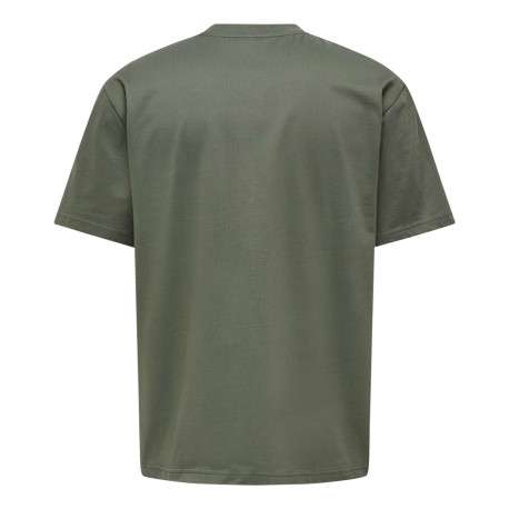 T-shirt en coton biologique olive uni à coupe droite et col rond - Image 8