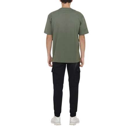 T-shirt en coton biologique olive uni à coupe droite et col rond - Image 9