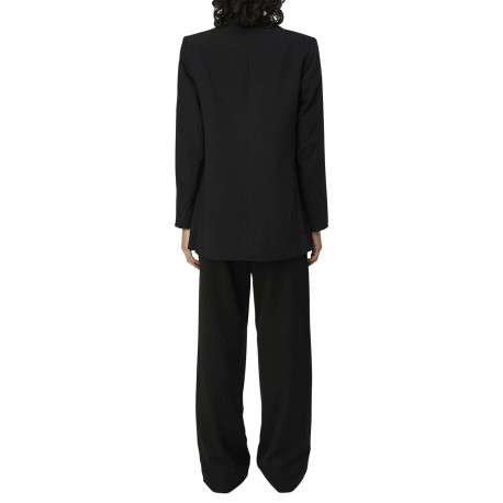 Blazer noir uni avec une coupe droite un col cranté et des manches longues - Image 2