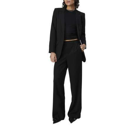 Blazer noir uni avec une coupe droite un col cranté et des manches longues - Image 4