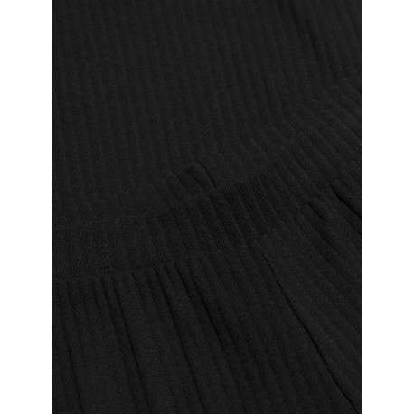 Pantalon noir uni à coupe Bootcut en velours côtelé et une taille élastiquée - Image 3