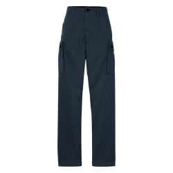 Pantalon cargo en coton marine uni avec un patch d'authenticité