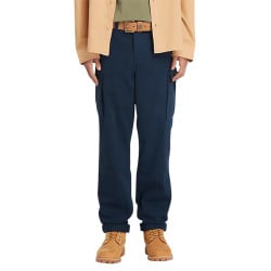 Pantalon cargo en coton marine uni avec un patch d'authenticité