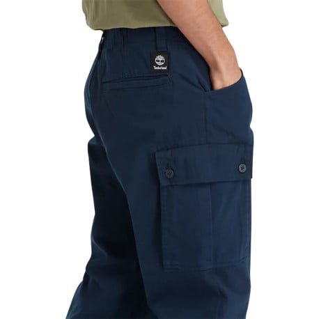 Pantalon cargo en coton marine uni avec un patch d'authenticité - Image 21