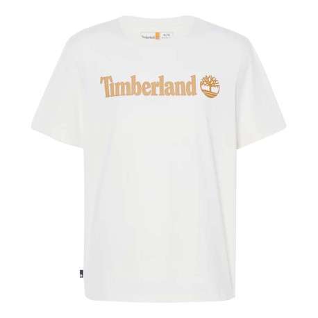 T-shirt en coton écru à coupe droite avec nom de la marque floqué - Image 4