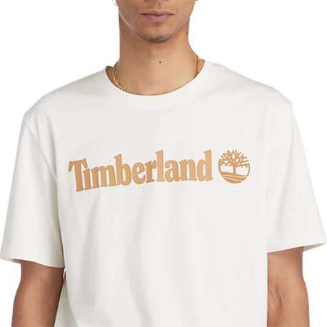 T-shirt en coton écru à coupe droite avec nom de la marque floqué - Image 6