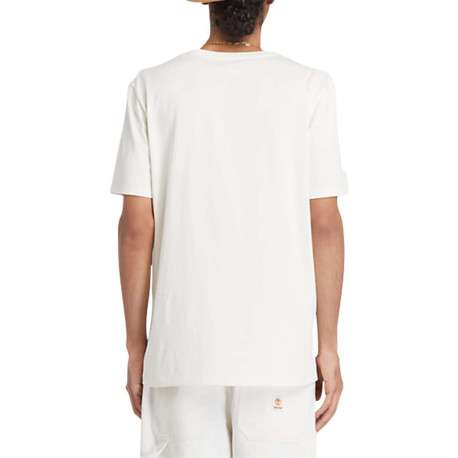 T-shirt en coton écru à coupe droite avec nom de la marque floqué - Image 7