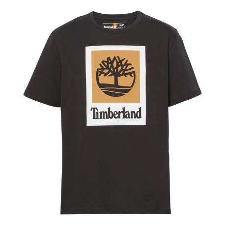 T-shirt en coton noir avec logo iconique imprimé et une coupe droite