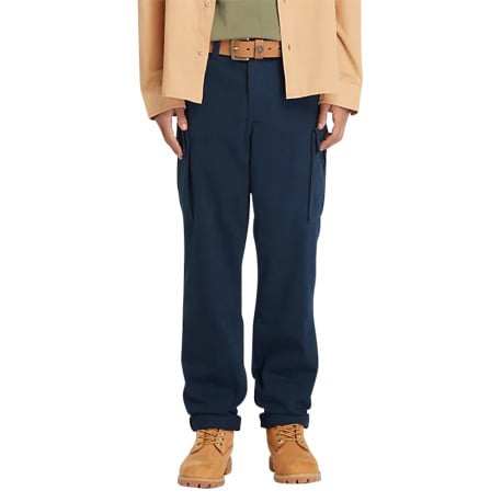 Pantalon cargo en coton marine uni avec un patch d'authenticité - Image 16