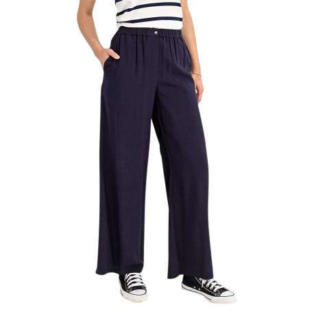Pantalon marine uni avec une coupe large et une taille intermédiaire - Image 4