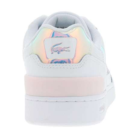 Baskets basses tennis en cuir blanches et rose avec des lacets plats - Image 6