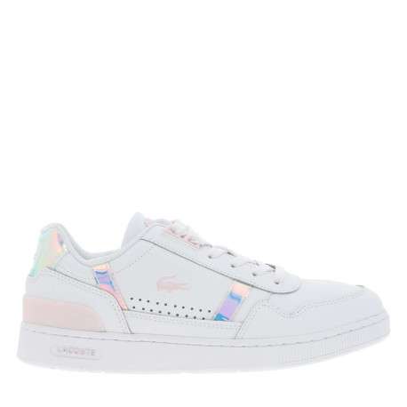 Baskets basses tennis en cuir blanches et rose avec des lacets plats - Image 2