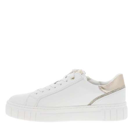 Baskets basses tennis blanches avec détail pailleté lacets plats et zip latéral